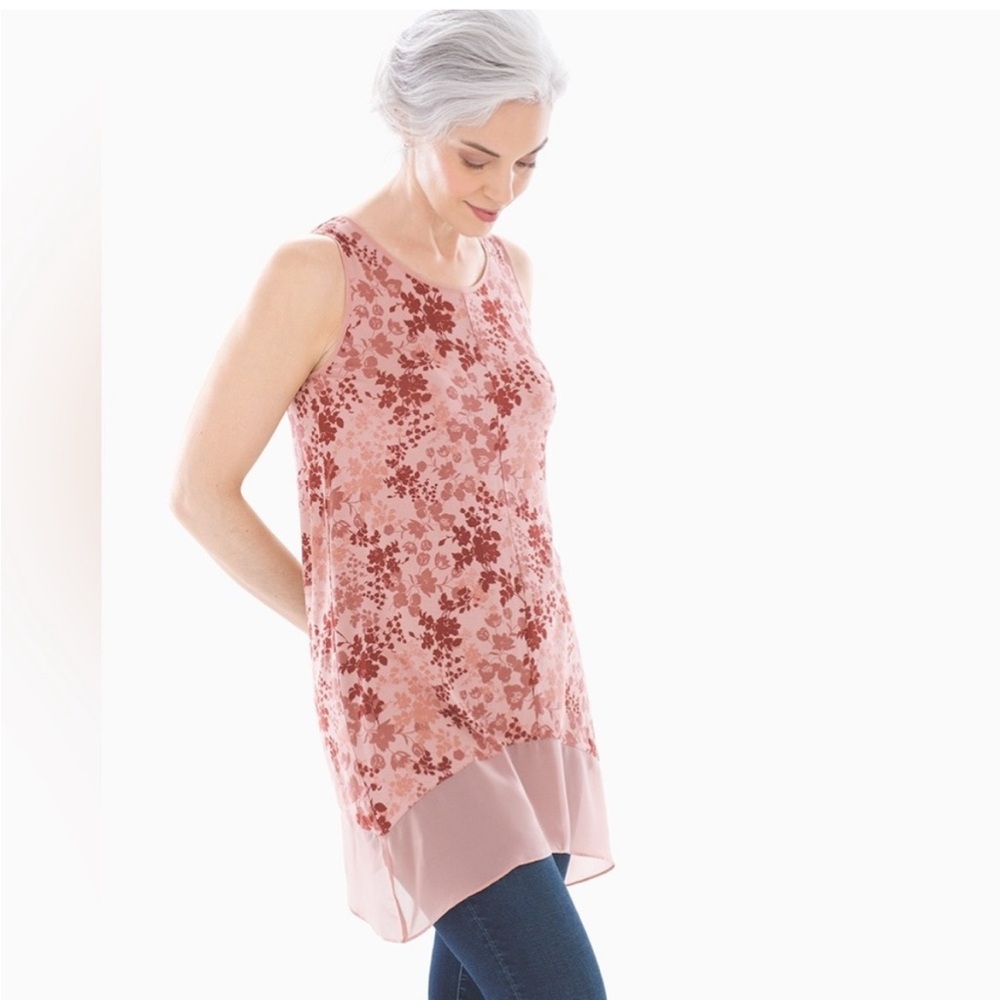 Soma Sleeveless Floral Tunic Pink Soft Jersey Stretch Womens S Loungewear EUC